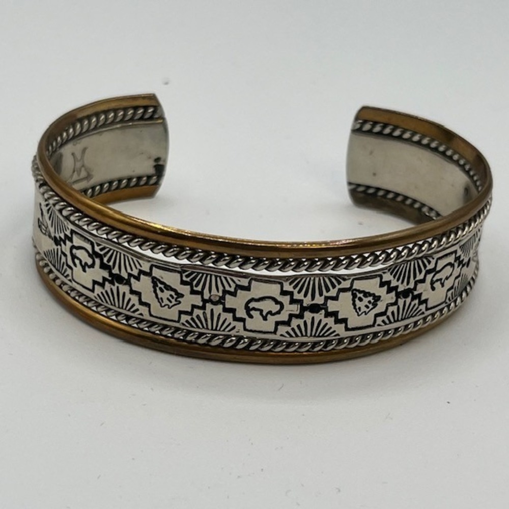 Vintage‎ Benson Boyd Navajo Bracelet Buffalo Arrowhead Stamped M Arrow
